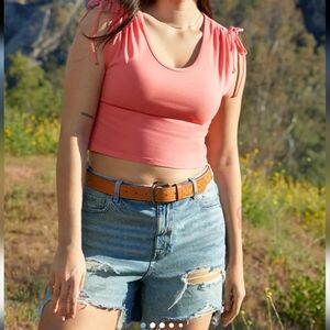 American Eagle Baggy Mom Shorts Distressed Denim Jean High Rise Cotton